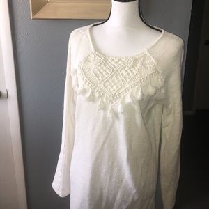 Anthropologie Macrame & Tassle Top